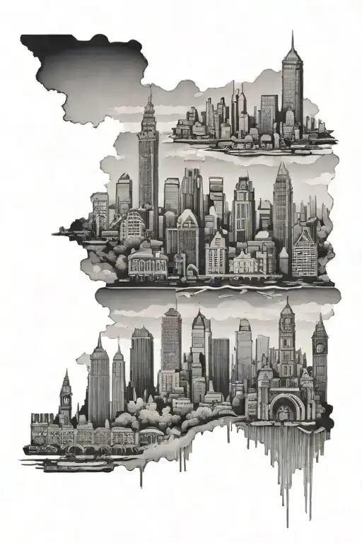 Atlanta and London skyline simple tattoo design idea