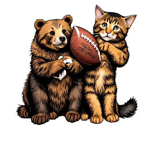 bear with two cubs football video games care cats tattoo design idea