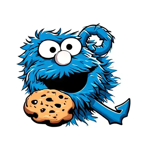 an anchor with Cookie Monster tattoo design combining elements tattoo design idea