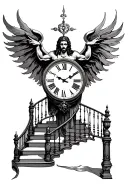 god clock and staircase tattoo design idea