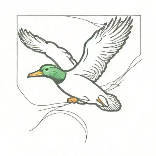mallard duck flying tattoo design idea