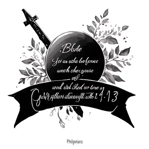 cross with Bible verse Philippians 4:13 tattoo design idea