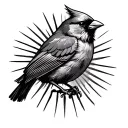 Black Cardinal with sun outline tattoo design idea