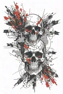 skull exploding itself with a gunshot wound tattoo design idea