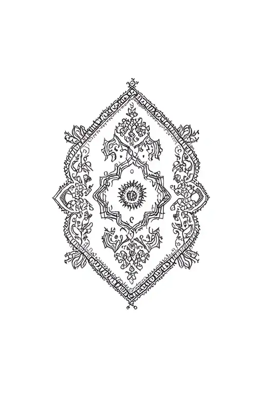 simple Persian carpet tattoo design idea