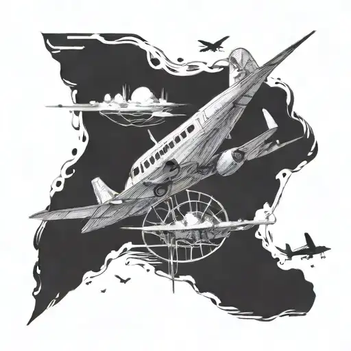 a design of a dream I had running ahead of my dad  to catch a plane but by the time I got to the gate, he never showed  tattoo design idea