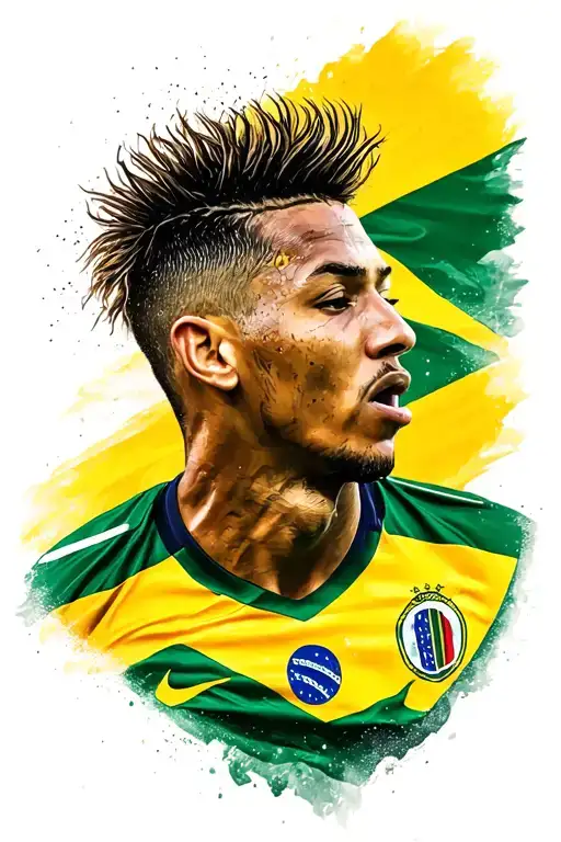 Neymar Jr logo Brazil flag tattoo design idea