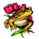 tulips and toad tattoo design idea