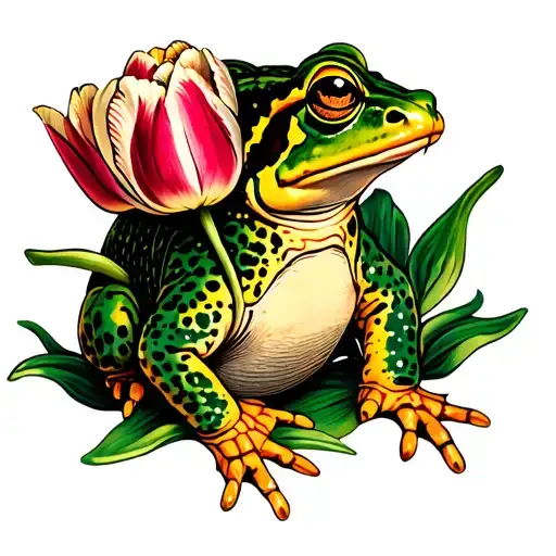 tulips and toad tattoo design idea