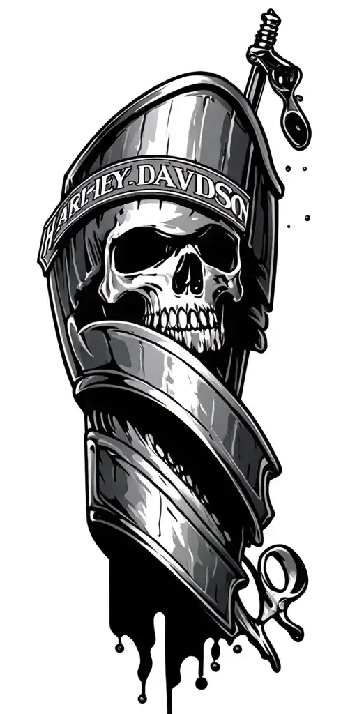 hard work, freedom, small harley davidson bar and shield tattoo design idea