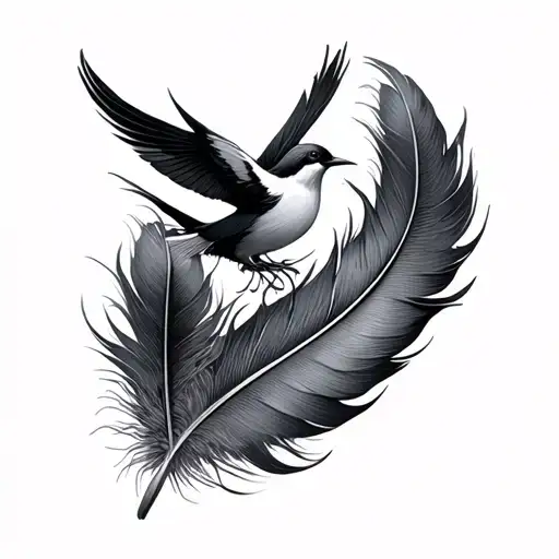 Feather birds infinity symbol tattoo design idea