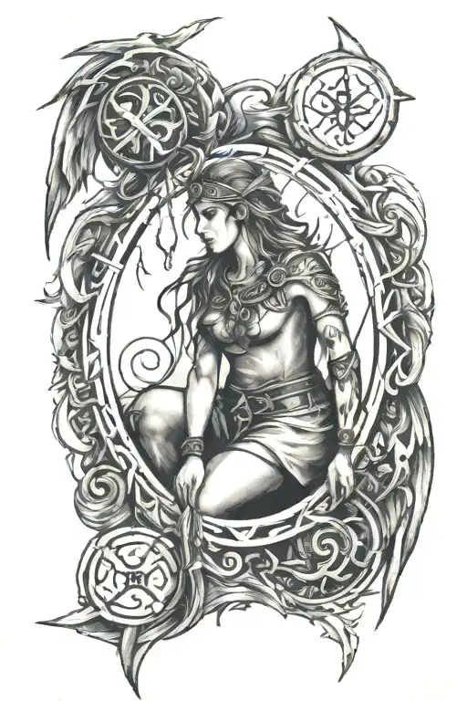 runes and freya  tattoo design idea
