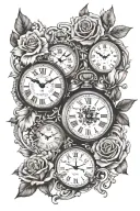 two clocks with Allison and Emilee tattoo design idea