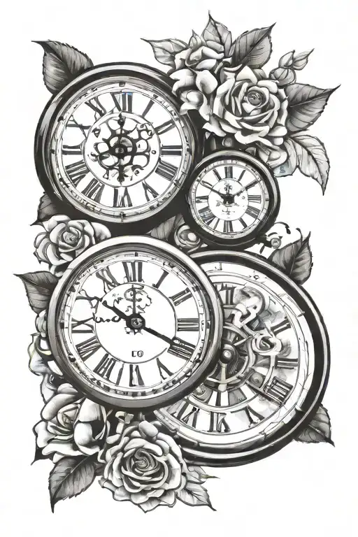 two clocks with Allison and Emilee tattoo design idea