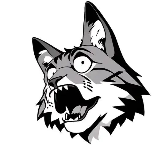 bob burgers bobs face with the body of a bobcat face with mouth open tattoo design idea