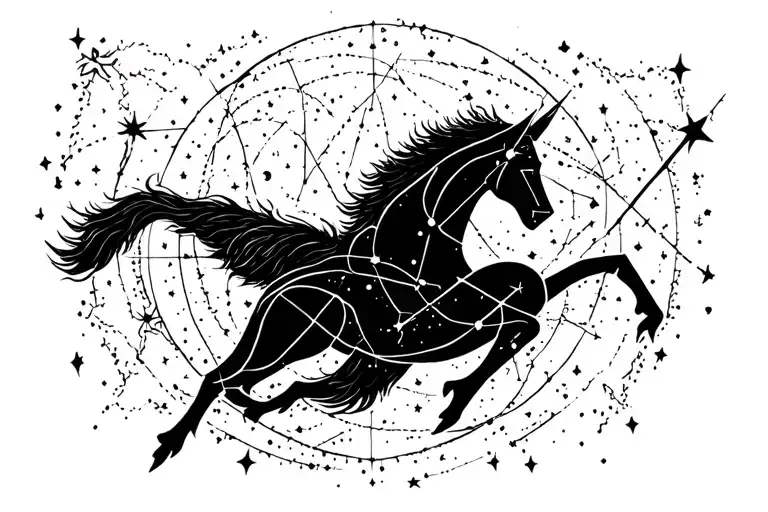 Sagittarius constellation intertwined tattoo design idea