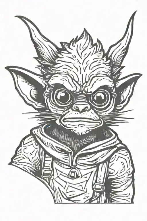 gremlin with ski mask tattoo design idea