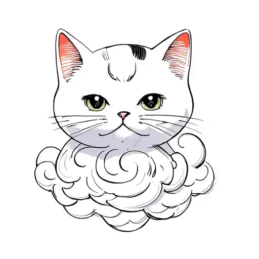 cat shaped cloud japanese style tattoo design idea