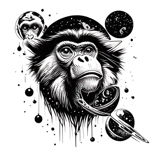 space, monkeys, surrealistic tattoo tattoo design idea