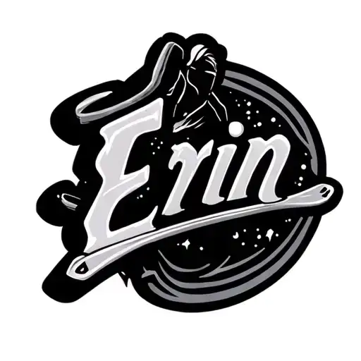 the name Erin with skis tattoo design idea