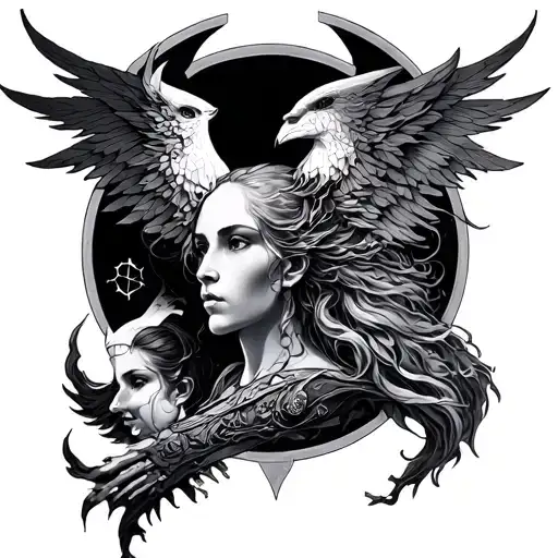 sagitarius family protector & shining tattoo design idea