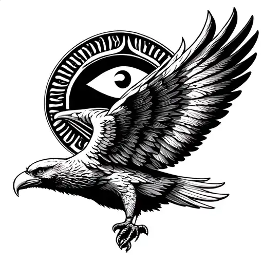 eagle outstretched wings and eye of horus above it  tattoo design idea