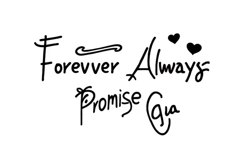 "Forever Always Promise Gua" writing saying 'from tattoo design idea