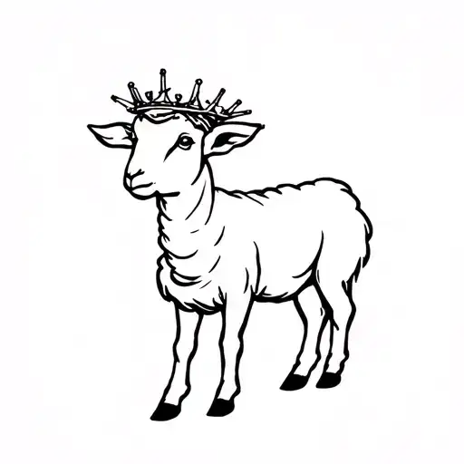 lamb outline with crown of thorns fine line tattoo tattoo design idea