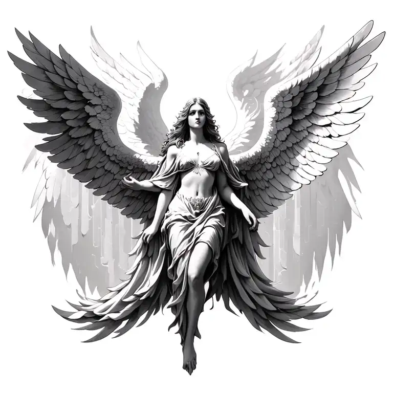 seraphim angel symmetrical tattoo design idea