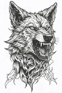 Wolf head tattoo, which is only the figure of the animal and makes it look angry tattoo design idea