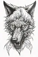 Wolf head tattoo, which is only the figure of the animal and makes it look angry tattoo design idea