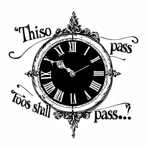"This too shall pass…" "This too shall pass…" with simplistic roman clock tattoo design idea
