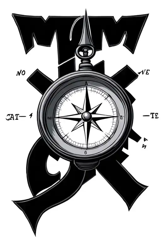 A compass without Severompas where one side (mom's symbol) is direction, light. tattoo design idea