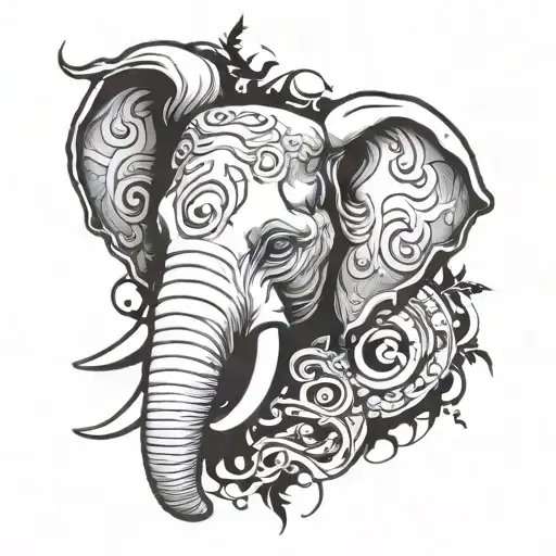 elephant head tattoo design idea