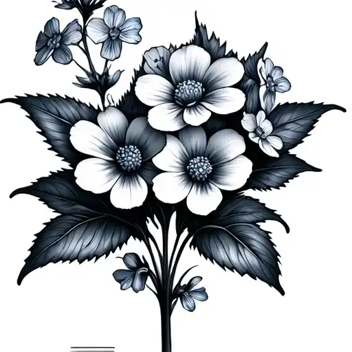 forget me not flowers blooming tattoo design idea
