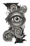 negative space eye style sleeve tattoo design idea