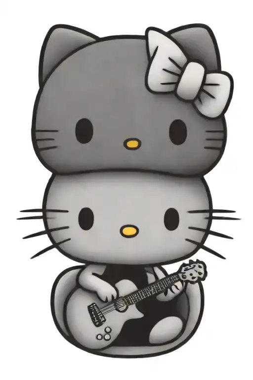 hello kitty metal music tattoo design idea