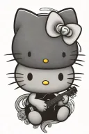 hello kitty metal music tattoo design idea