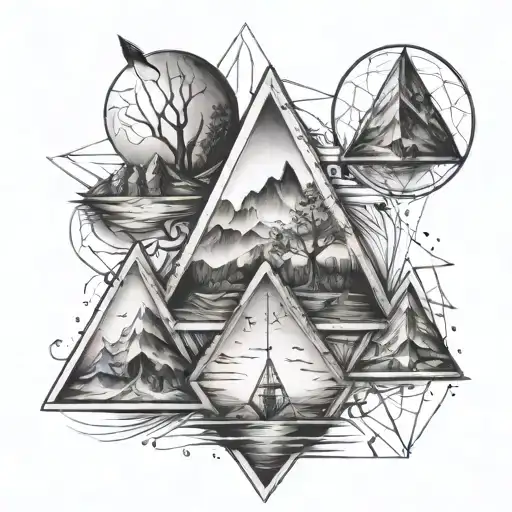 triangles family of 5 tattoo design idea