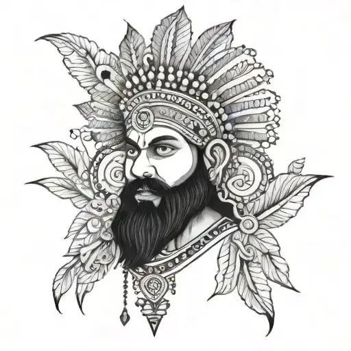 indian style illustration tattoo design idea