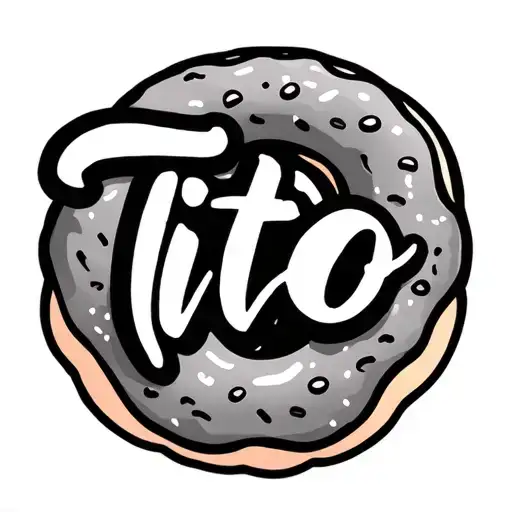word "Tito" with the "o" being a doughnut tattoo design idea