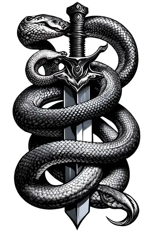 masculine dagger with snake wrapped loosely around  tattoo design idea