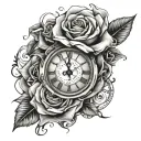 cards, rose, Roman numeral clock, lips like kissed tattoo design idea