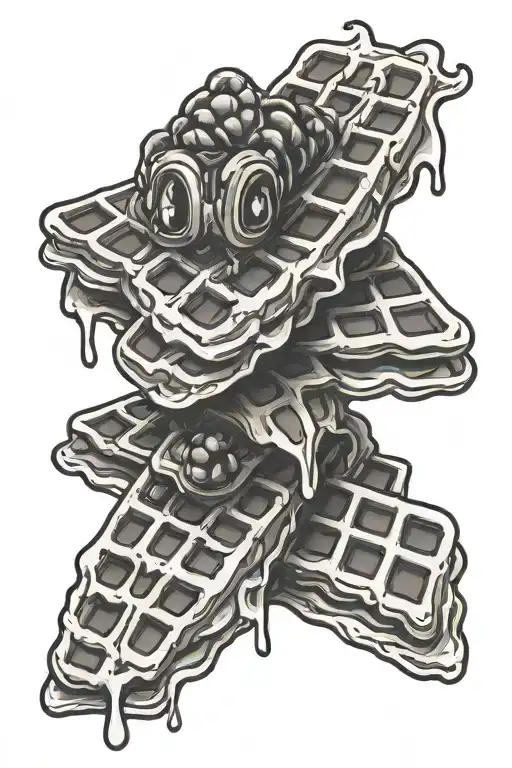 cartoon waffles tattoo design idea