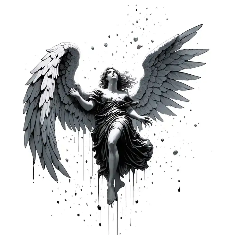 angel falling down tattoo design idea