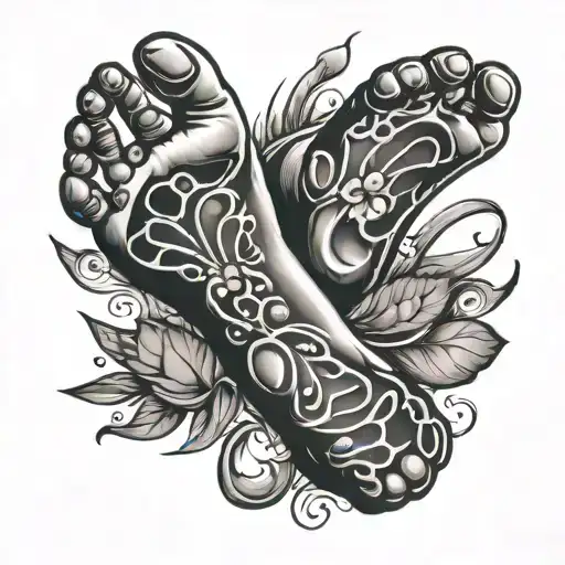 baby footprints Up leg NICU tattoo design idea