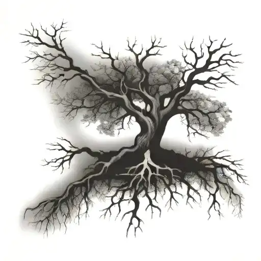 design that includes the roots of a tree planted in Wisconsin, with branches that reach out to symbols of Nashville tattoo design idea