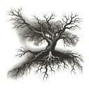 design that includes the roots of a tree planted in Wisconsin, with branches that reach out to symbols of Nashville tattoo design idea