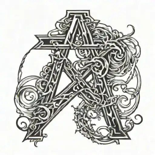 metallica letter "m" with esp explorer tattoo design idea