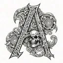 metallica letter "m" with esp explorer tattoo design idea